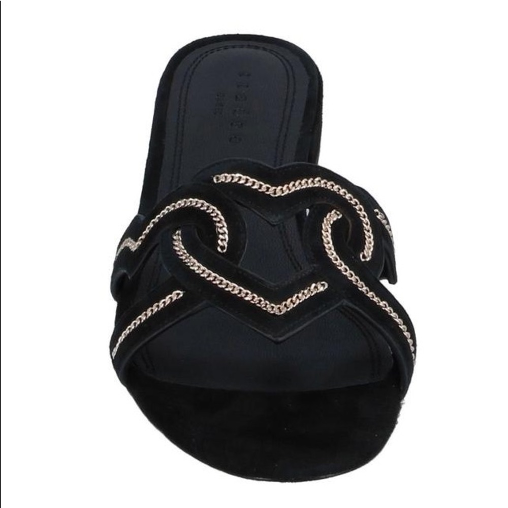 SANDRO NWT HEART ❤️ SLIP ON SUEDE SANDALS BLK SZ 7 - Picture 6 of 9